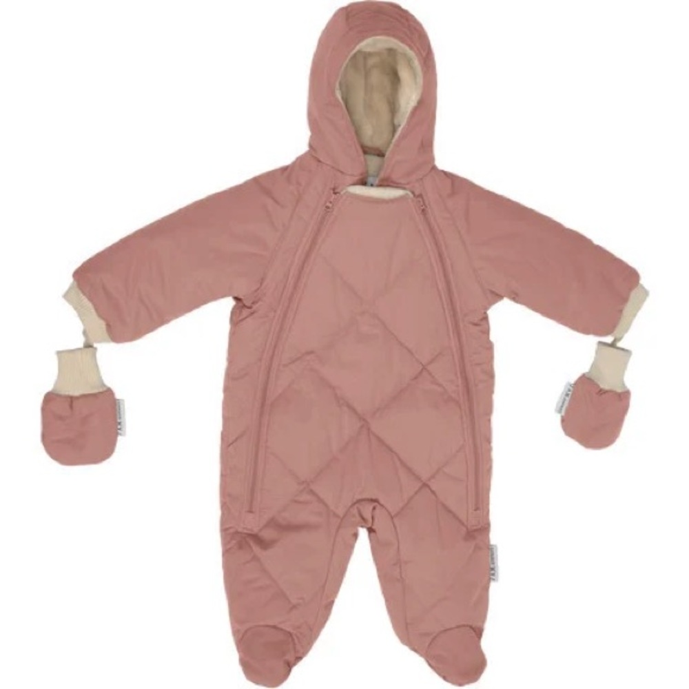 7 AM Enfant Benji Snowsuit Bebe, 6-12 months, Rose Dawn Quilted